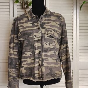 Sanctuary Olive and Beige Camo Denim Jacket